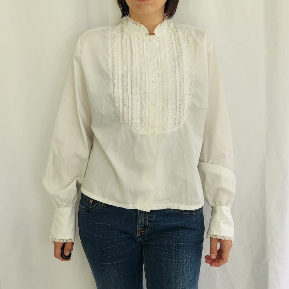 70s‎ Tuxedo Style Ladies Blouse